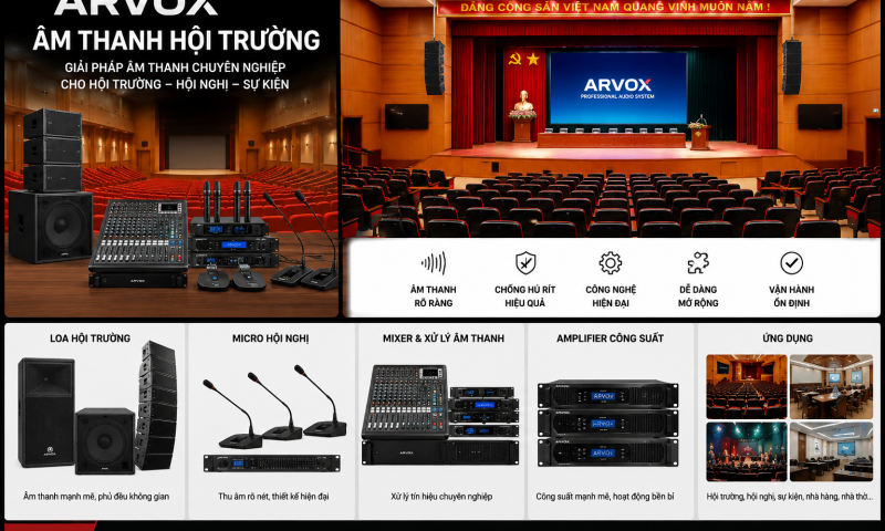 Giải Pháp Hệ Thống Âm Thanh ARVOX Hội Trường Công Suất Lớn